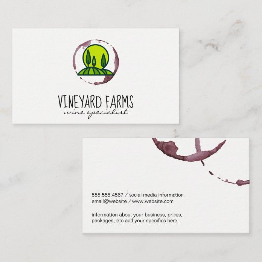 ワインステイン(ワイングラス)ヴィネヤードワイナリー 名刺 (正面/裏面)