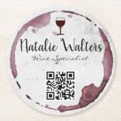 ワインステイン(ワイングラス) | QRコード ラウンドペーパーコースター (正面)