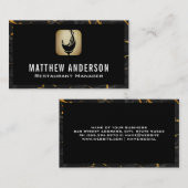 ワインスプラッシュロゴ | 金ゴールド黒大理石 名刺 (正面/裏面)