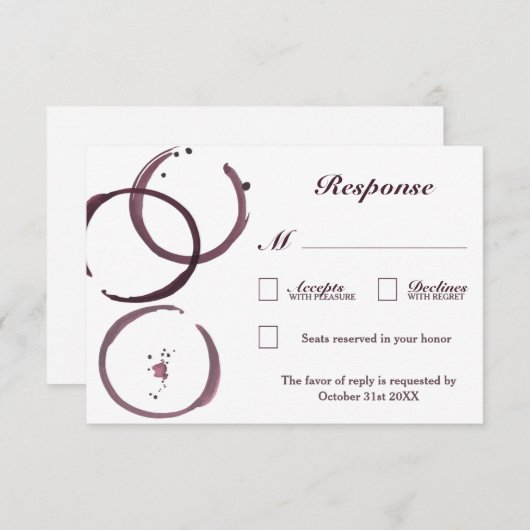 ワインス素朴テインビンヤードウェディングRSVPカード 出欠カード (正面/裏面)