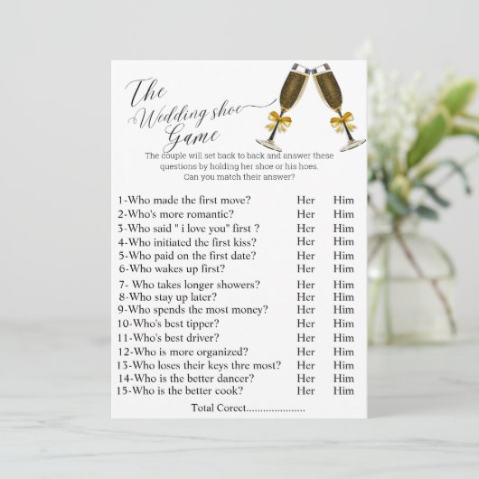 ワインズ結婚のシューゲームブライダルシャワーゲーム サンキューカード (スタンド正面)