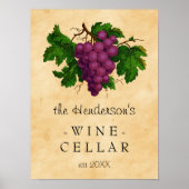 ワインセラーヴィンテージブドウ |パーソナライズされた | ポスター (正面)