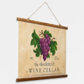 ワインセラーヴィンテージブドウ |名前をカスタムする 吊り下げ型タペストリー (傾斜あり)