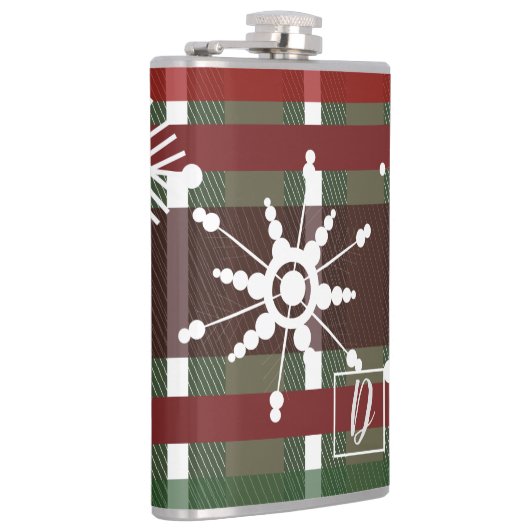 ワインセータープレイドイニシャルスノーフレーククリスマス フラスク (右)