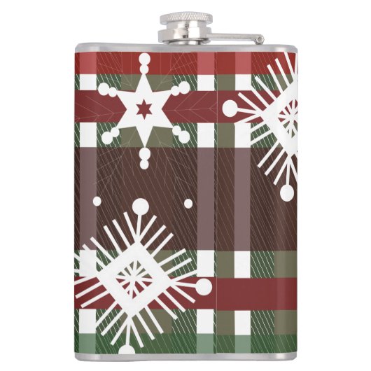 ワインセータープレイドイニシャルスノーフレーククリスマス フラスク (裏面)