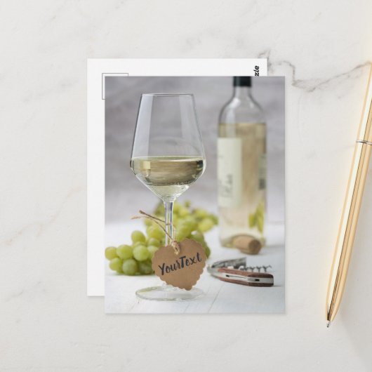 ワインソムリエつる植物恋人ボトルグレープデザイン ポストカード (正面/裏面インサイチュ)