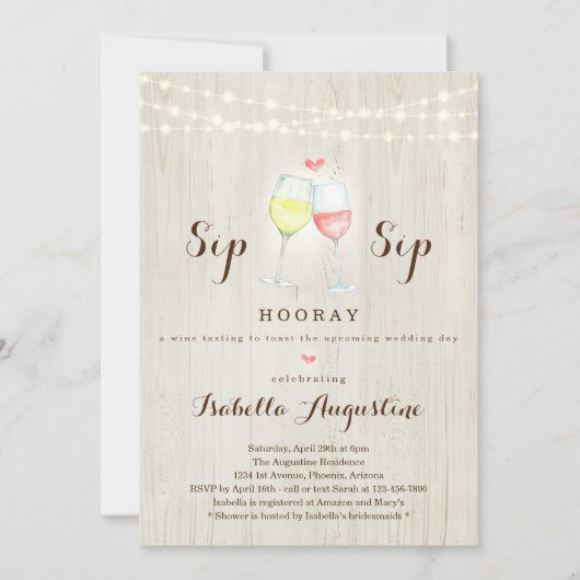 ワインチェックのブライズシャワー招待状 招待状 (正面)