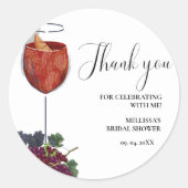 ワインチェックのブライズシャワー ありがとう ラウンドシール (正面)