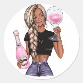 ワインチェックのブライズシャワー ラウンドシール (正面)