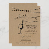 ワインチェックの誕生日パーティー招待状 招待状 (正面/裏面)