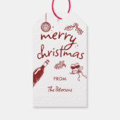 ワインチェックパーティー ホリデー クリスマス 手描き ギフトタグ (裏面)