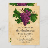 ワインチェックパーティー ヴィンテージ グレープス パーソナライズド 招待状 (正面/裏面)