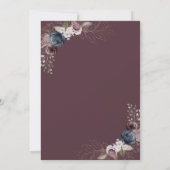 ワインチェック バーガンディ フラワーズ ブライズシャワー 招待状 (裏面)