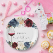 ワインチェック バーガンディ ブライダルシャワー ペーパープレート (パーティー)