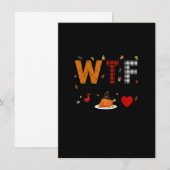 ワインチキンファミリープレイドシャツ 面白い感謝祭 招待状 (正面/裏面)