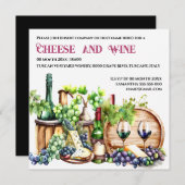 ワインチーズの水の色のブドウ畑ワイナリーパーティー 招待状 (正面/裏面)