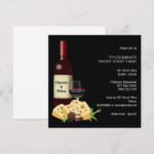 ワインチーズカクテルパーティーダイニングフォーマルブラック 招待状 (正面/裏面)