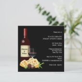 ワインチーズカクテルパーティーダイニングフォーマルブラック 招待状 (スタンド正面)