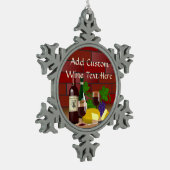 ワインチーズキッチンシーン スノーフレークピューターオーナメント (左)