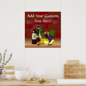 ワインチーズテーブルシーン ポスター (キッチン)