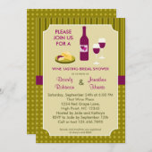 ワインテイスティングカップルのブライダルシャワーの招待 招待状 (正面/裏面)