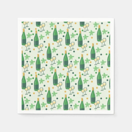 ワインテイスティングシャルドネボトルズグラスフローラ スタンダードカクテルナプキン (正面)