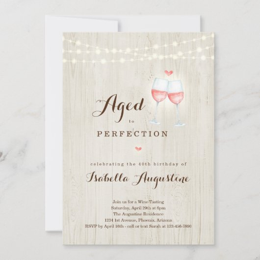 ワインテイスティングバースデーパーティーへの招待 招待状 (正面)
