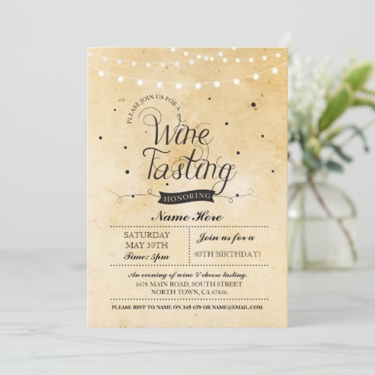 ワインテイスティングバースデー素朴タパーティー任意の年齢招待状 招待状 (スタンド正面)