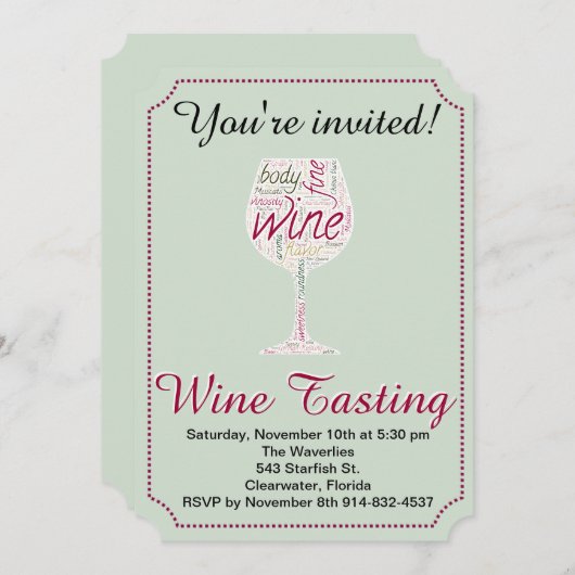 ワインテイスティングパーティの招待状がカスタマイズあります 招待状 (正面/裏面)