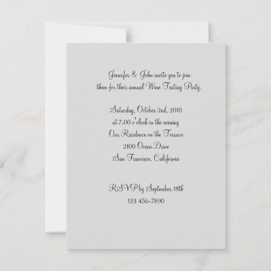 ワインテイスティングパーティの招待状 招待状 (裏面)