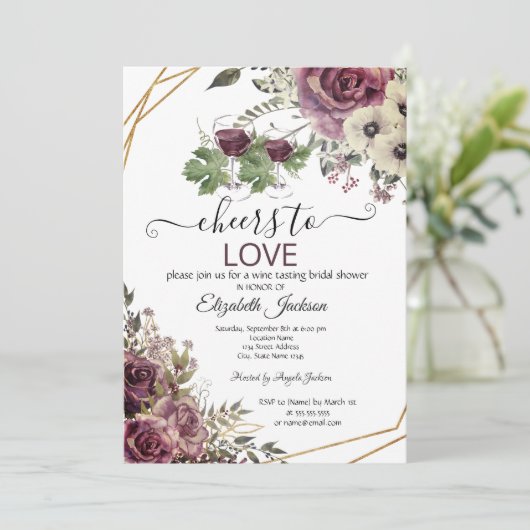 ワインテイスティングブルゴーニュフラワーズブライダルシャワー 招待状 (スタンド正面)