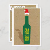 ワインテイスティングホリデーパーティー招待状-応援! 招待状 (正面/裏面)