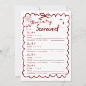 ワインテイスティングホリデーパーティー 手描きの遊び心あるデザイン 招待状 (裏面)