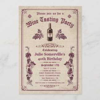 ワインテイスティング招待状(素朴ヴィンテージ) v.1 招待状