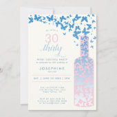ワインテイスティング蝶パウダーブルー30歳の誕生日 招待状 (正面)