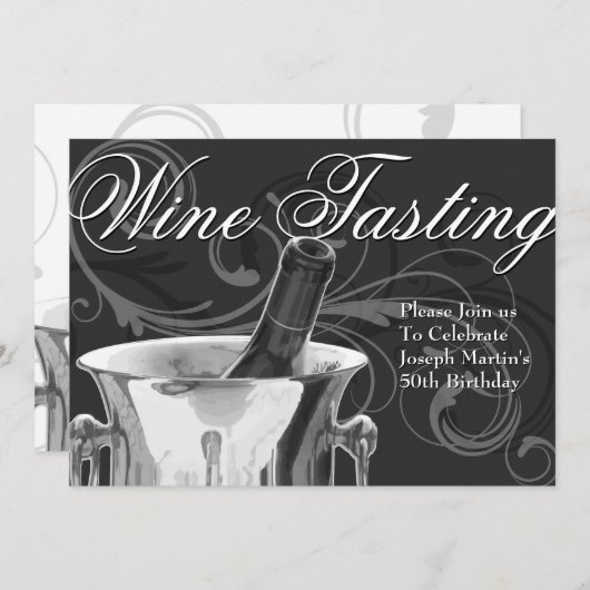 ワインテイスティング50歳の誕生日パーテエレガントィー 招待状 (正面/裏面)