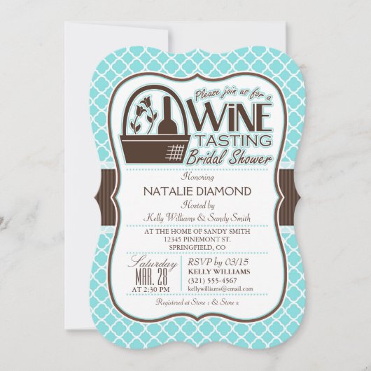ワインテイスティング；アクアクローバーブライダルシャワー 招待状 (正面)