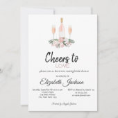 ワインテイスティング フラワーズ ローズ ゴールド ブライズシャワー 招待状 (正面)