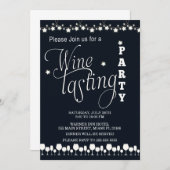 ワインテイストパーティの招待状白黒 招待状 (正面/裏面)