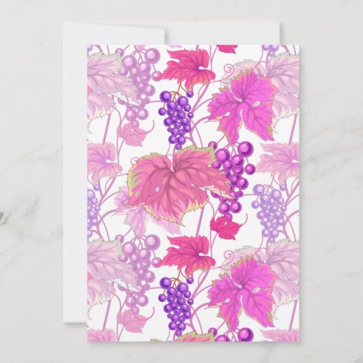 ワインテイストパープルグレープつる植物誕生日写真 招待状 (裏面)