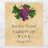 ワインテンプレートエレガントヴィンテージ紫ぶどうカスタムズ ワインラベル (シングルラベル)