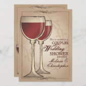 ワインテーエレガントマードカップルズウェディングシャワー 招待状 (正面/裏面)