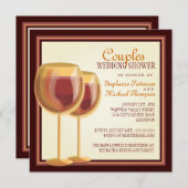 ワインテーエレガントマードカップルズウェディングシャワー 招待状 (正面/裏面)