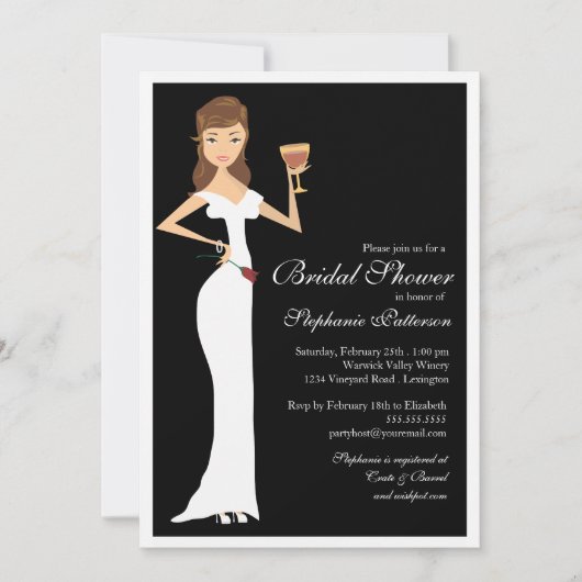 ワインテーマのブライズシャワーお祝い招待状 招待状 (正面)