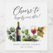 ワインテーマの水彩画 ブライダルシャワーの乾杯 ワインラベル (シングルラベル)