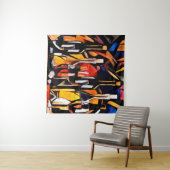 ワインテーマはキュービズムのスタイルの中にある。ボトル、ガラス タペストリー (インサイチュ(横))