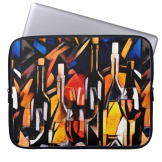 ワインテーマはキュービズムのスタイルの中にある。ボトル、ガラス ラップトップスリーブ