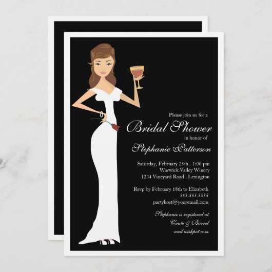 ワインテーマブライダルシャワーお祝い招待状 招待状 (正面/裏面)