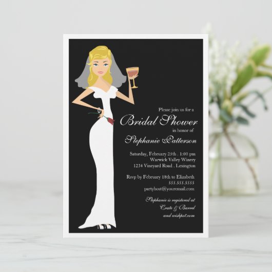 ワインテーマブライダルシャワーお祝い招待状 招待状 (スタンド正面)