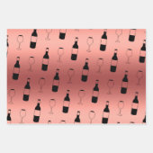 ワインテーマラッピング紙-バラ金ゴールド ラッピングペーパーシート (正面)